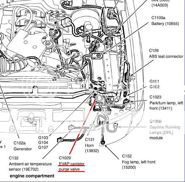 2002 Ford escape evap canister location
